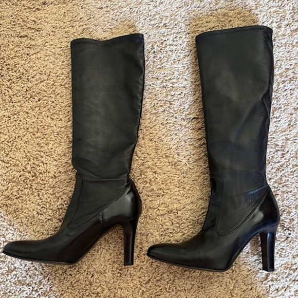 Cole Haan Nydia Tall Stretch Leather Boots Black Sz 10M/10B - Picture 3 of 16